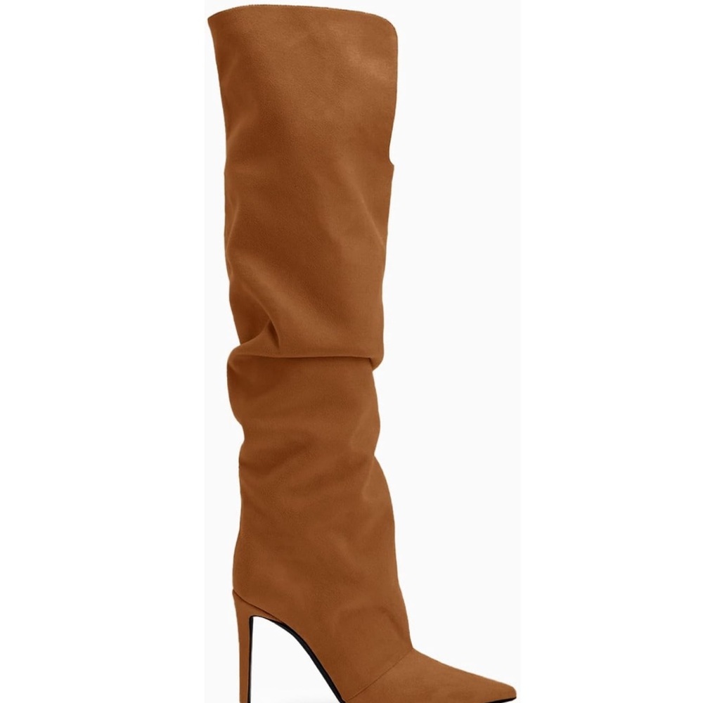 Elegant Brown Women's High Heel Boots - Picture 2 of 5